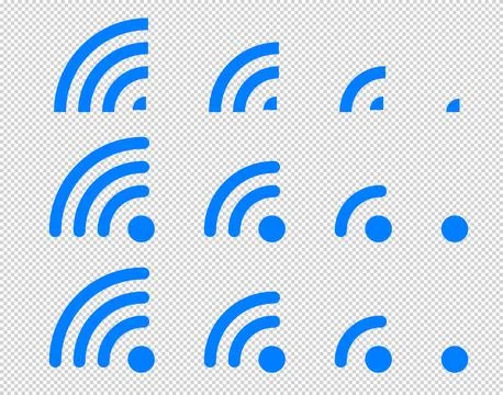 Set of vector Wi-Fi icon for communication, telecommunication. Communicatio.. Stock Illustration