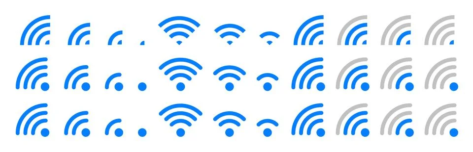 Set of vector Wi-Fi icon for communication, telecommunication. Communicatio.. Stock Illustration