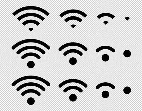 Set of vector Wi-Fi icon for communication, telecommunication. Communicatio.. Stock Illustration