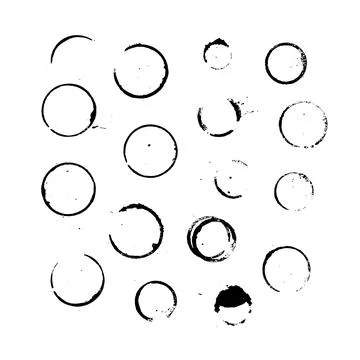 Set of vector wine or coffee stains. White background with blots. Ink stains and Stock Illustration