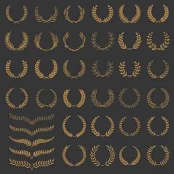 Set of vector wreaths and branches. Design elements for logo, label, emblem, Stock Illustration