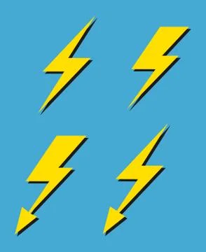 Set of vector yellow lightnings background Stock Illustration