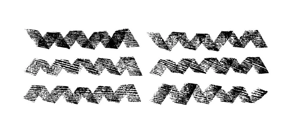 Set of vector zig zag texture lines. Stock Illustration