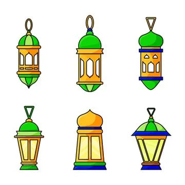 Set of vectorr lantern islam - muslim lamp celebrate holy ramadan Stock Illustration