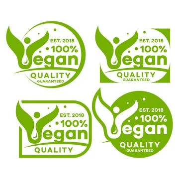 Set of vegan labels logo Stock Illustration
