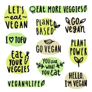 Set of vegan lettering. Stock Illustration