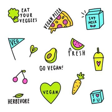 Set of vegan signs. Stock Illustration