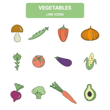 A set of vegetable icons on a white background. Stock Illustration