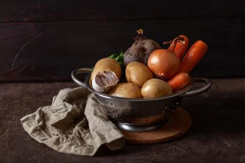 Set of vegetables for beetroot soup. The concept of cooking Stock Photos