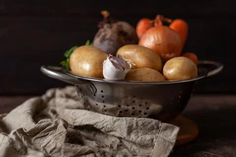 Set of vegetables for beetroot soup. The concept of cooking Stock Photos