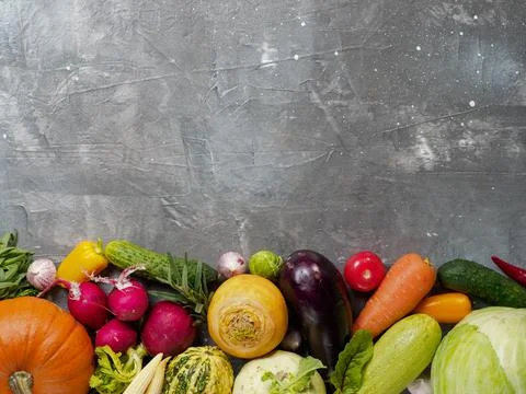 Set of vegetables on dark background. Stock Photos