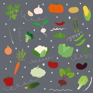 Set with vegetables in flat style 库存插图