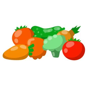 Set of vegetables. Harvest. Cartoon flat illustration. イラスト素材
