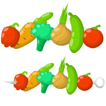 Set of vegetables. Harvest. Red, orange and green object. Illustrazione stock