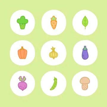 Set of vegetables icons. Stock Illustration