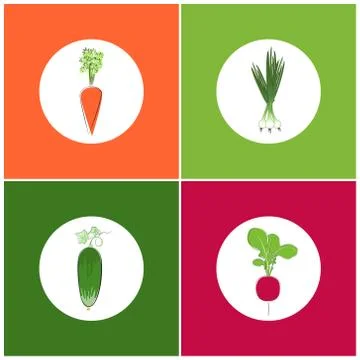 Set of Vegetables Icons 스톡 일러스트