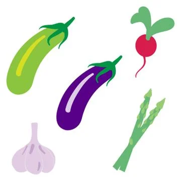 Set of vegetables isolated on white Stock Illustration