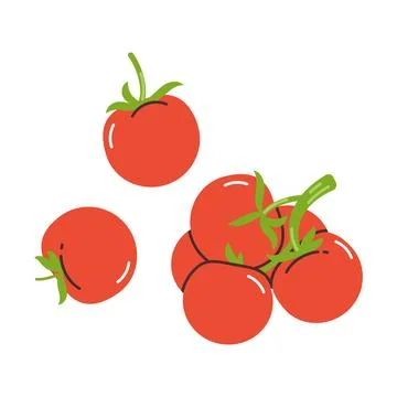 Set of vegetables red tomatoes. Flat modern vector illustration. Stock Illustration