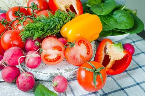Set of vegetables for salad Stock Photos