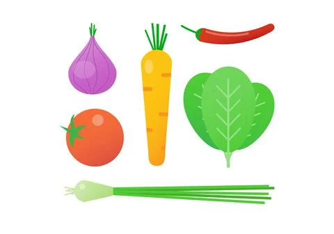 Set of vegetables on white background. Healthy food design icon. 库存插图