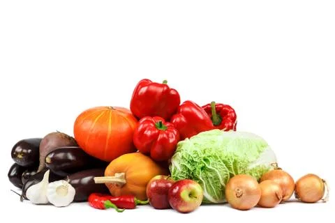 Set of vegetables on white background. Stock Photos
