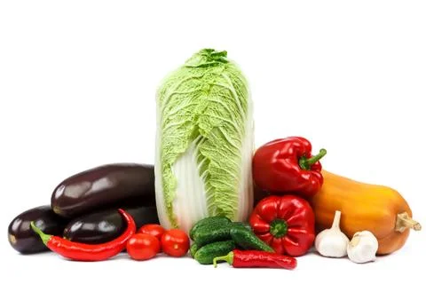 Set of vegetables on white background. Stock Photos