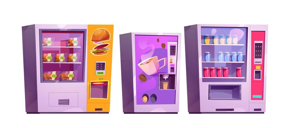 Set of vending machines on white background Stock Illustration