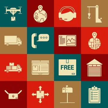 Set Verification of delivery list clipboard, , Support operator in touch Stock Illustration