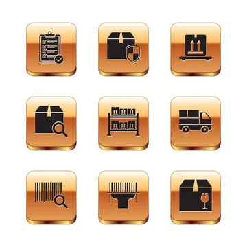 Set Verification of delivery list, Search barcode, Scanner scanning, Warehouse Stock-Illustration