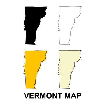 Set of Vermont map shape, united states of america. Flat concept vector illus Stock Illustration
