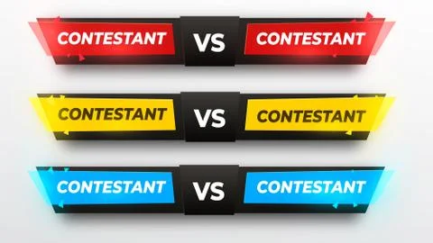 Set versus Logo, sreen design. VS Vector Letters Illustration. Red, yellow and Stock Illustration