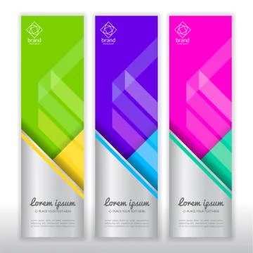 Set of vertical abstract colorful display banner background with copy space Stock Illustration