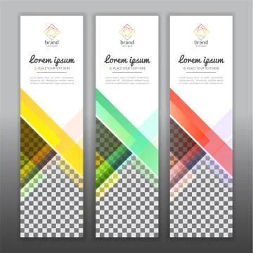 Set of vertical abstract colorful display banner background with copy space Stock Illustration