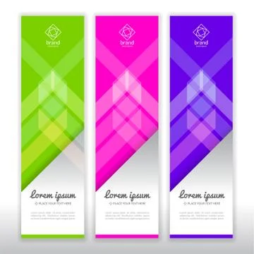 Set of vertical abstract colorful display banner background with copy space Stock Illustration
