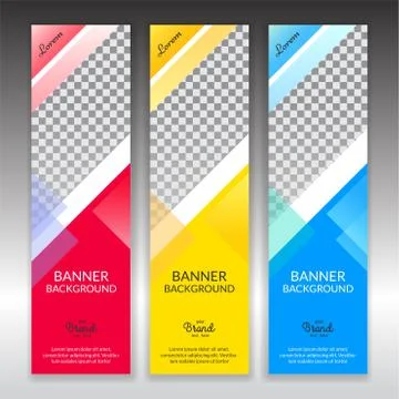 Set of vertical abstract colorful display banner background with copy space Stock Illustration