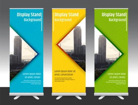 Set of vertical abstract display banner stand or roll up design background la Stock Illustration