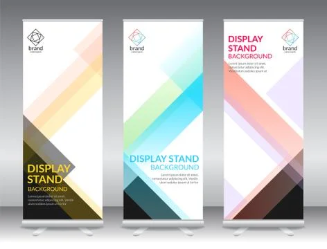 Set of vertical abstract display banner stand or roll up design background la Stock Illustration