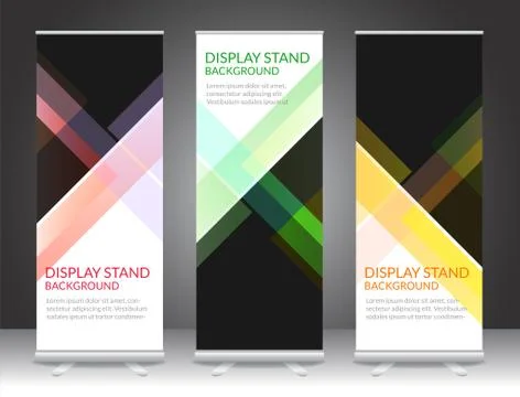 Set of vertical abstract display banner stand or roll up design background la Stock Illustration