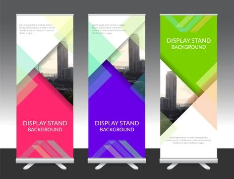 Set of vertical abstract display banner stand or roll up design background la Stock Illustration