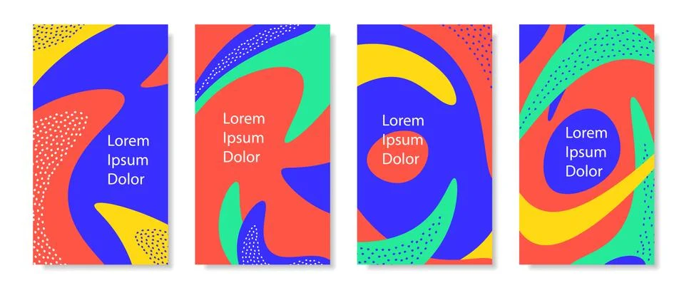 Set of vertical background with dynamic liquid shapes. 库存插图