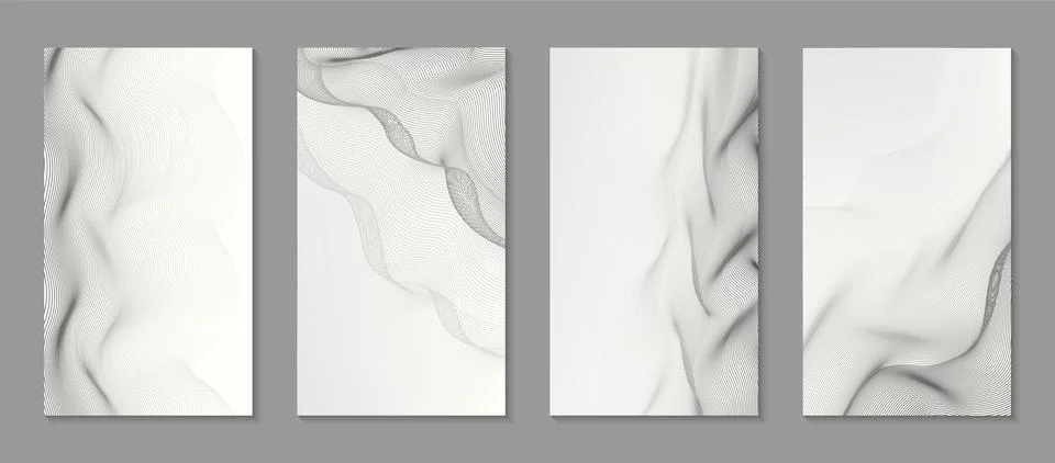 Set of vertical background with wavy pattern. Stock Illustration