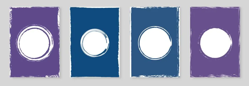 Set of Vertical backgrounds with abstract round  elements and grunge dry brus Stock Illustration