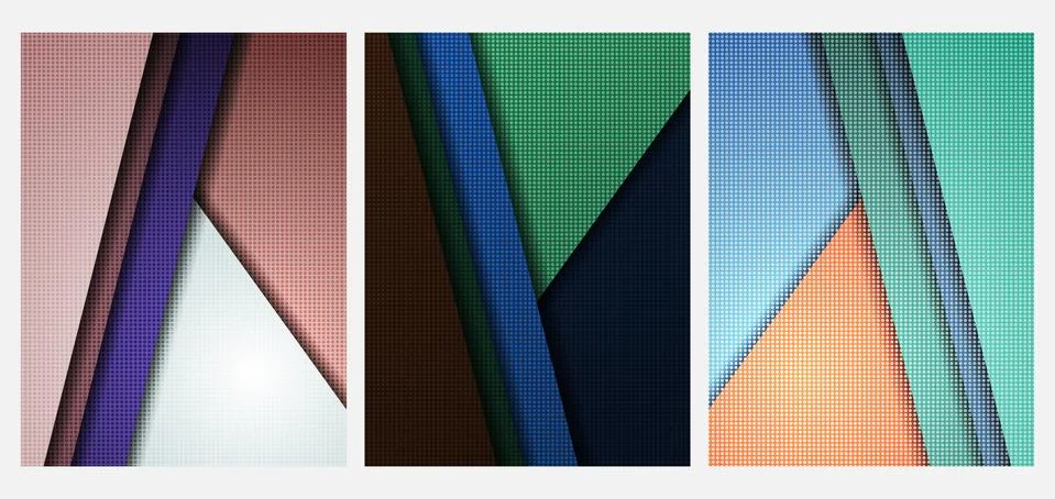 Set of vertical backgrounds templates in material style. Stock Illustration Stock Illustration