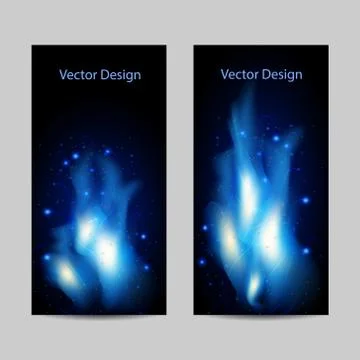 Set of vertical banners with abstract blue fire Stock Illustration