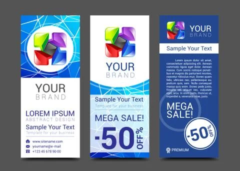 Set of vertical banners with abstract full color logo Stock Illustration