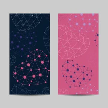 Set of vertical banners with abstract hearts Stock Illustration