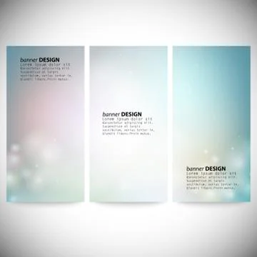 Set of vertical banners. Abstract multicolored defocused lights background Illustrazione stock
