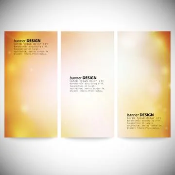 Set of vertical banners. Abstract multicolored defocused lights background Stock Illustration