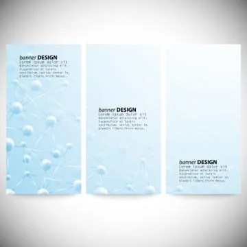 Set of vertical banners. Blue Abstract background, molecule structure vector Illustrazione stock