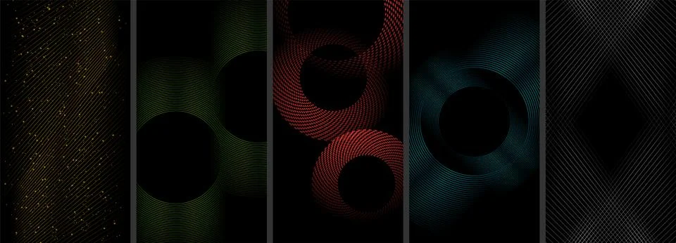Set of vertical banners with concept abstract linear pattern Stockillustratie